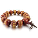 14mm Wood Bracelet Link Bracelet Wrist Red Beads Tibetan Buddhist Prayer Be P8K8