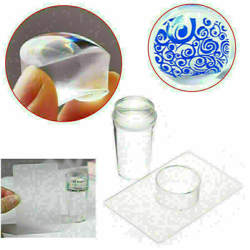 2Pcs Clear Jelly Silicone Nail Art Stamper & Scraper Plate Image Stamping D I2L2
