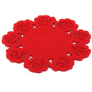 Handmade Flowers Shaped Cup Mat Cup Coasters, 15cm.Dia Set of 4, Red Color