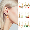 6 Pairs Christmas Bell Elk Dangles Earrings Women Ear Drop Alloy Jewelry Gifts