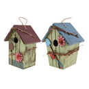 Set of 2 Natural Birdhouse Wooden Handcrafted Hut Bird Friendly House for