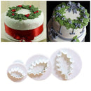 3x/Set Xmas Holly Leaf Plunger Mould Fondant Cookies Cake Sugar Craft Mold V5J5