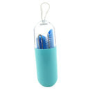 Collapsible Silicone Straw Reusable Folding Drinking Straw Blue Straight_B