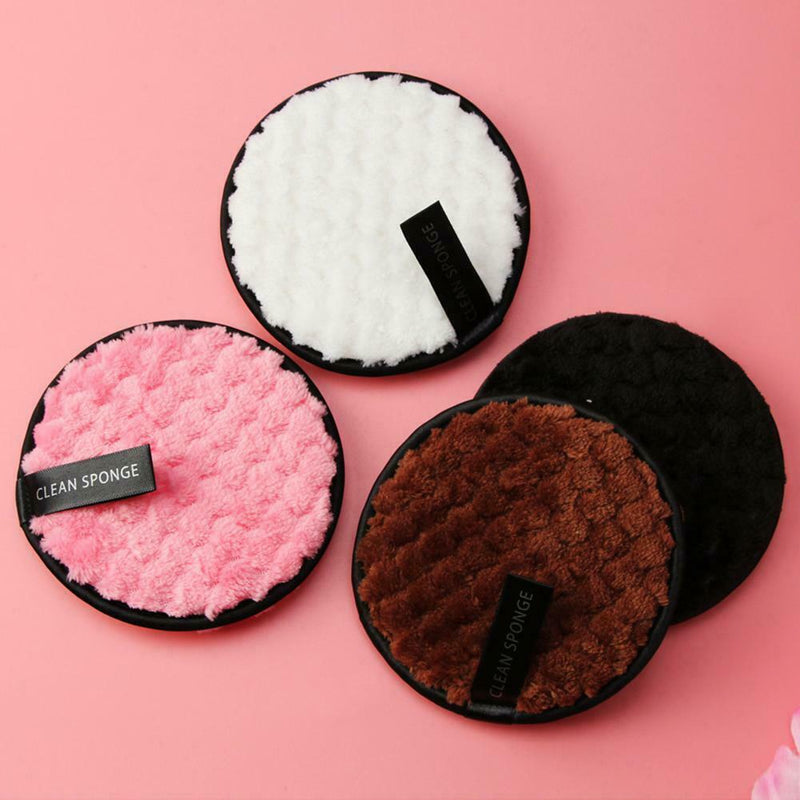 4PCS Reusable Cleansing Cloth Pads Makeup Remover Towel Face Cleaner Plush puff
