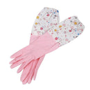 Floral Flower Long Cuff Rubber Gloves Dishwashing Gloves Kitchen Gloves(Lon