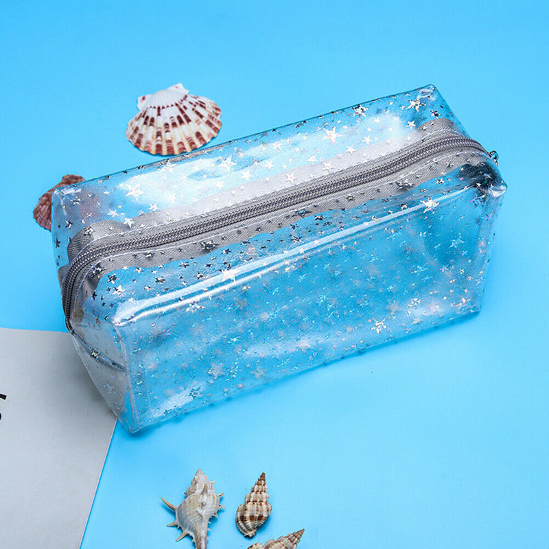 Transparent PVC Cosmetic Bag Waterproof Clutch Women Makeup Pouch (White) A