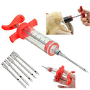 Marinade Flavour Injector Syringe Seasoning Sauce Turkey BBQ Meat w/ 5 Needles