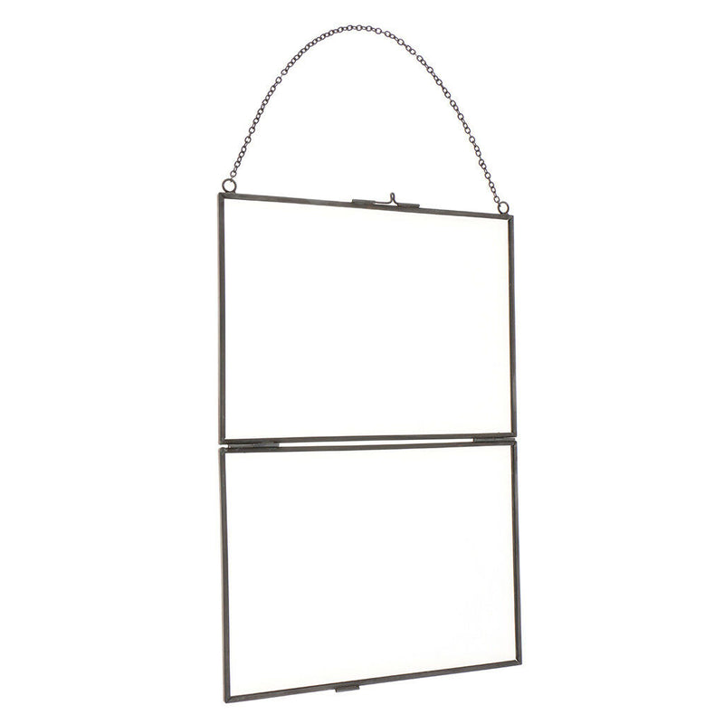 2 Sided Hanging Glass Display Frame for Photo Picture Specimen 18x13cm
