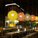 White Bamboo, Rattan And Hemp Ball Chandelier Individual Creativity Spheric