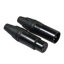 1 Pair XLR 3Pin Male Female DIY Audio Cable Connectors Solder Plug (Black) A