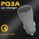 PQ3A Quick Charge 3.0 Car Charger 36W 2 Port USB Fast Charging Adapter for Phone
