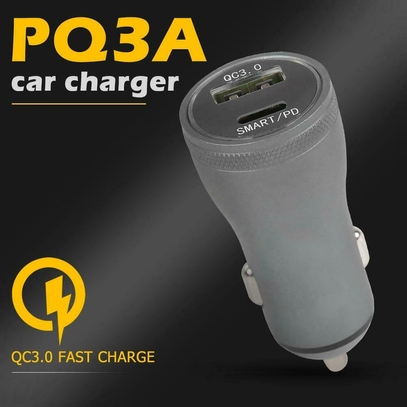 PQ3A Quick Charge 3.0 Car Charger 36W 2 Port USB Fast Charging Adapter for Phone