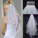 Elegant White Elegant Beauty Two Layers Short Net Tulle Bride  For Wedd â„–[