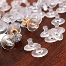 100pcs Silicone Earring Backs Clear Soft Rubber Ear Stud Blocked Stoppers 10mm