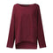 Women T-Shirt Long Sleeve Solid Cotton And Linen Ladies Tops (Wine Red L) A