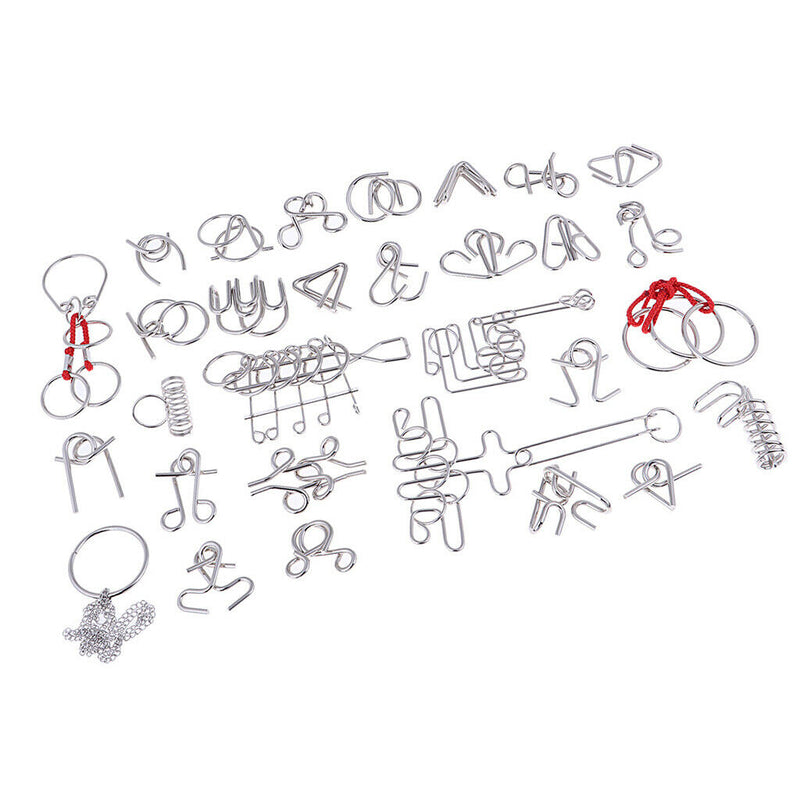 30x Metal Puzzles Chinese Puzzle Game IQ Mind Brain Teaser For Friends Gifts