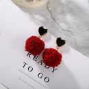Fashion Women Lover Heart Ball Dangle Ear Stud Geometric Earrings Jewelry