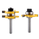 2 x T Shape Tongue & Groove Router Bit, Carbide Tipped, 1/4" Shank, 3 Teeth