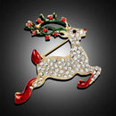 Christmas Sika Deer Brooch Rhinestone Badges Men Women Jacket Lapel Pins