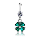 Retro Crystal Clover Navel Piercing Sexy Belly Button Ring Body Piercing BX