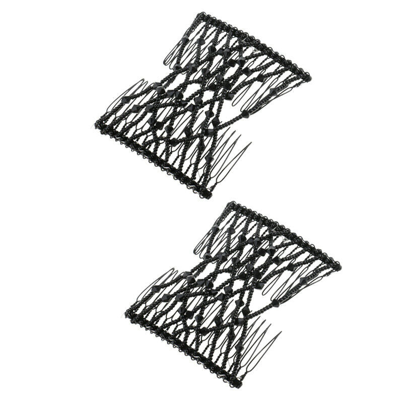 2pcs Magic Beading Stretch Hair Combs Double Clips Hair Styling Accessories for