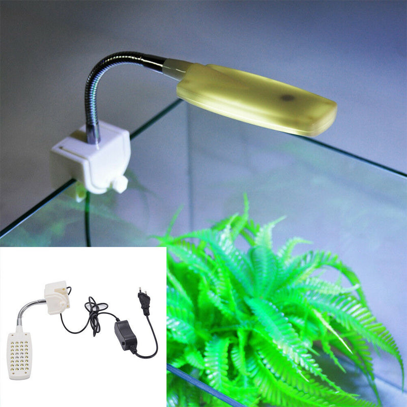 32 LED Aquarium Fish Tank Light Clamp Clip Flexible White & Blue Lighting Lamp #