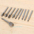 10Pcs HSS Rotary Burr Router Bits Set Milling Engraving Wood Working Cutter Tool