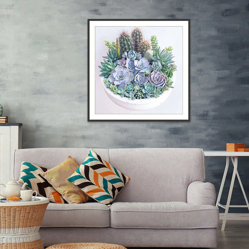 5D DIY Full Round Drill Diamond Painting Succulent Plants Cross Stitch Kit
