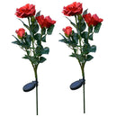 2 Pieces Solar Lights Rose Flower with Red Buds, Outdoor Waterproof LED Lamps