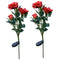 2 Pieces Solar Lights Rose Flower with Red Buds, Outdoor Waterproof LED Lamps