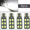 6 Pcs LED T10 12SMD CANBUS 194 168 W5W COB Super License Light Bulb Lamp White