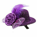 barrette mini hat feather fabric purple woman decor hairdressing A6G2