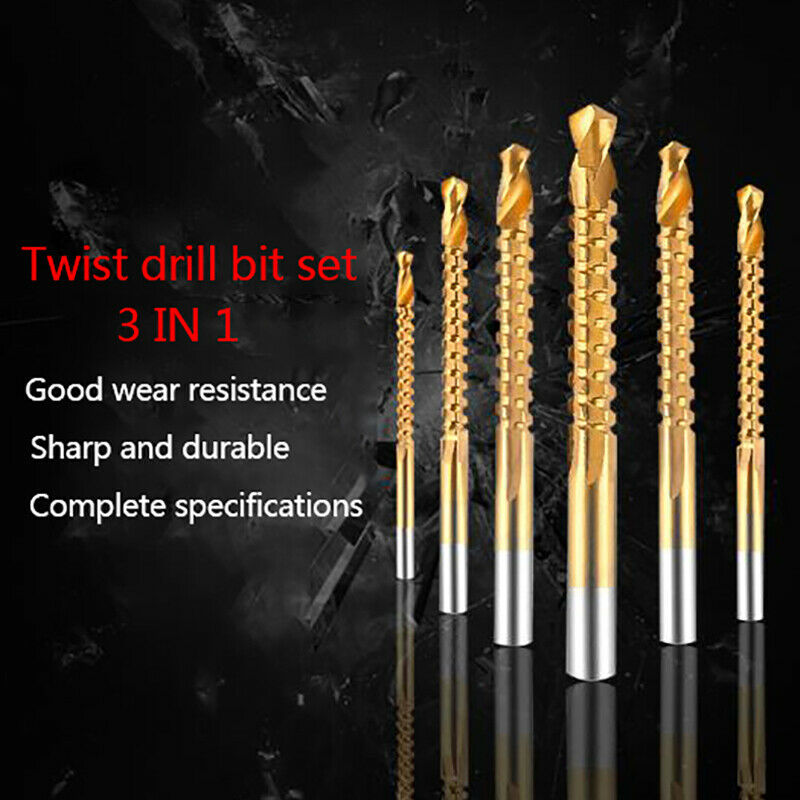 6Pcs Cobalt Left Hand Drill Bit Set Screw Metric Composite Tap Drill Bit TaSEAU