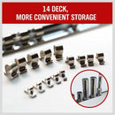 1X(Socket Rack Holder 1/4 Inch 3/8 Inch 1/2 Inch With 16 Clips On Rail Tool