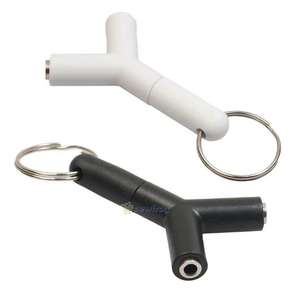 2pcs 3.5mm Stereo Audio Jack Earphone Headphone 2 Way Y Splitter Adapter Keyring