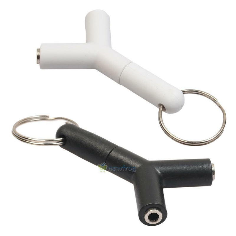 2pcs 3.5mm Stereo Audio Jack Earphone Headphone 2 Way Y Splitter Adapter Keyring
