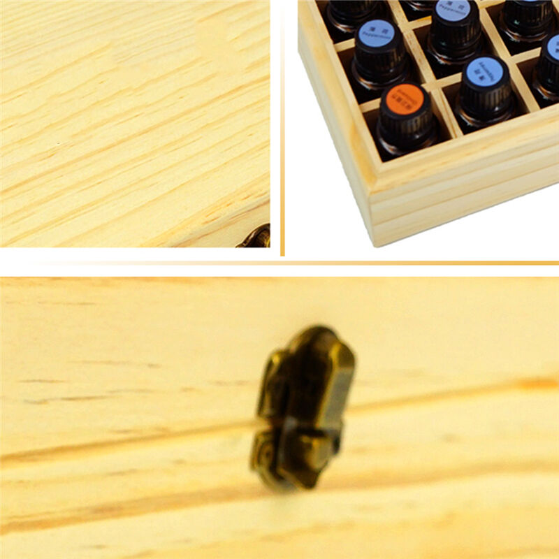 25 Slots Oil Aroma Storage Wooden Case Box Essential Organizer Container Display