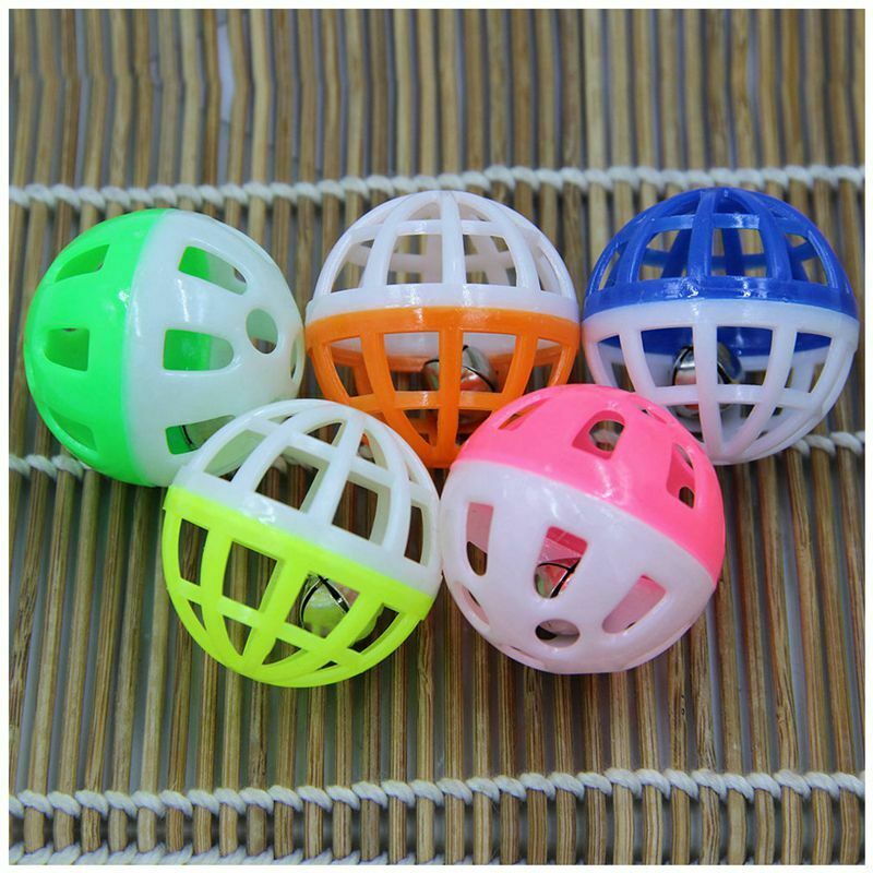 18Pcs Pet Dog Cat Puppy Jingle Bell Ring Ball Round Roll Fetch Play Chew To V1I4