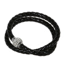Womens Bracelet Woven Bracelet in Crystal Leather Black colour