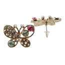 Fashion Multicolour Rhinestone Butterfly Retro Ear Studs Earrings 1 Pair