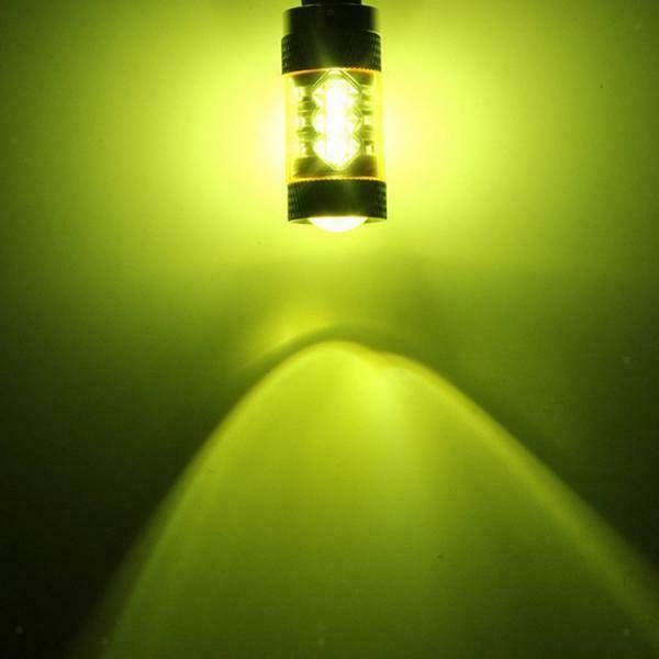 2PCS H7 2323 80W 6000K 16-SMD LED Fog Lights Driving Bulbs for Car - Yellow