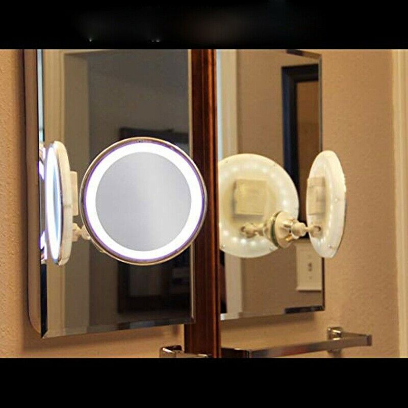 10X Magnifying Makeup Vanity Mirror Portable with LED Light Suction Cup 360 G7M4