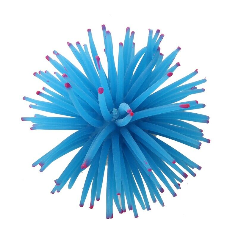 Aquarium Decoration Soft Plastic Artificial Anemone Plant - Blue X8M6