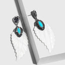 Simple Leaf Shape Acrylic Pendant Earrings Rhinestone Earrings Women'S Pend