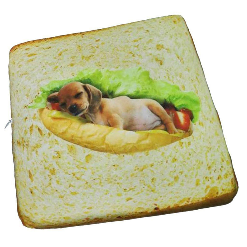 Zipped Toast Cushion Pad Cat Kitten Puppy Bread Bed Sleeping Mat Pillow