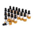 20 Pack Refill Empty Mini Amber Glass Essential Oils Dropper Bottles Jars, 1ml,