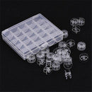 25Pcs/Set Clear Plastic Empty Bobbins Sewing Machine Spools +Durable Storage Box