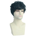 10'' Men's Short Wavy Curly Side Part Wig  Resistant Hair Full Wig Black