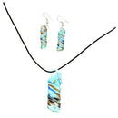 Swirl Glass Blue Collar Dangle Earrings Jewelry Set