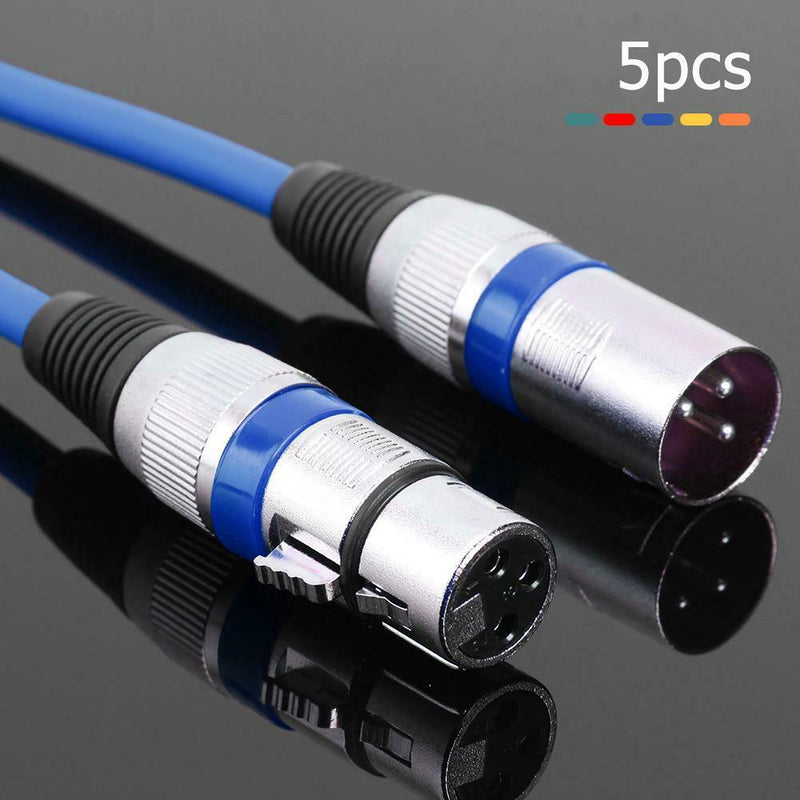 5pcs 3Pin XLR Cable Male to Female Foil+Braided Shielded Audio Cable (1 m)